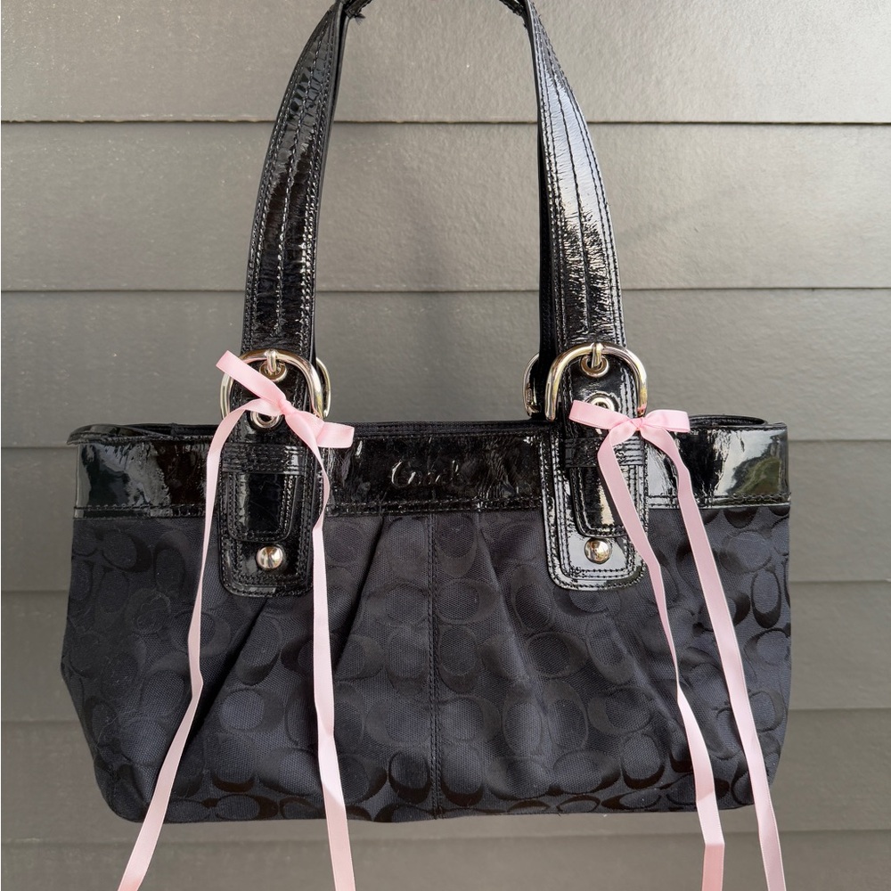 Y2K Vintage Coach Black Signature Monogram Shoulder Bag